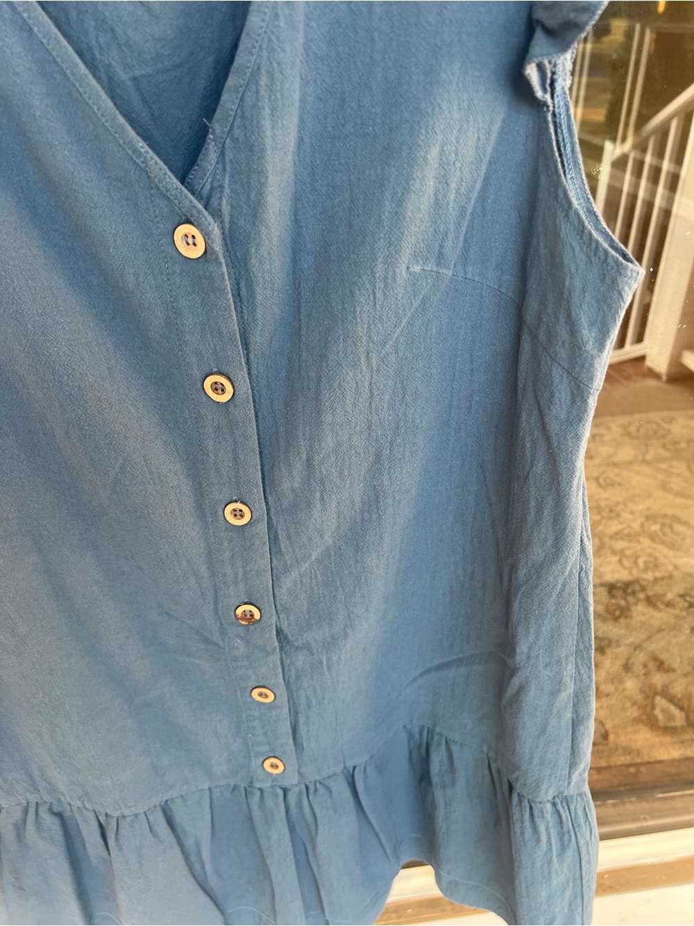 Blue Ruffle Sleeve Peplum Dress - Picture 5 of 9